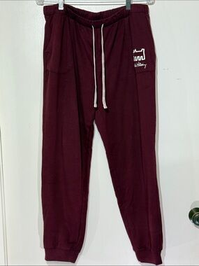 Keith Haring Maroon Jogger Sweatpants with Drawstring